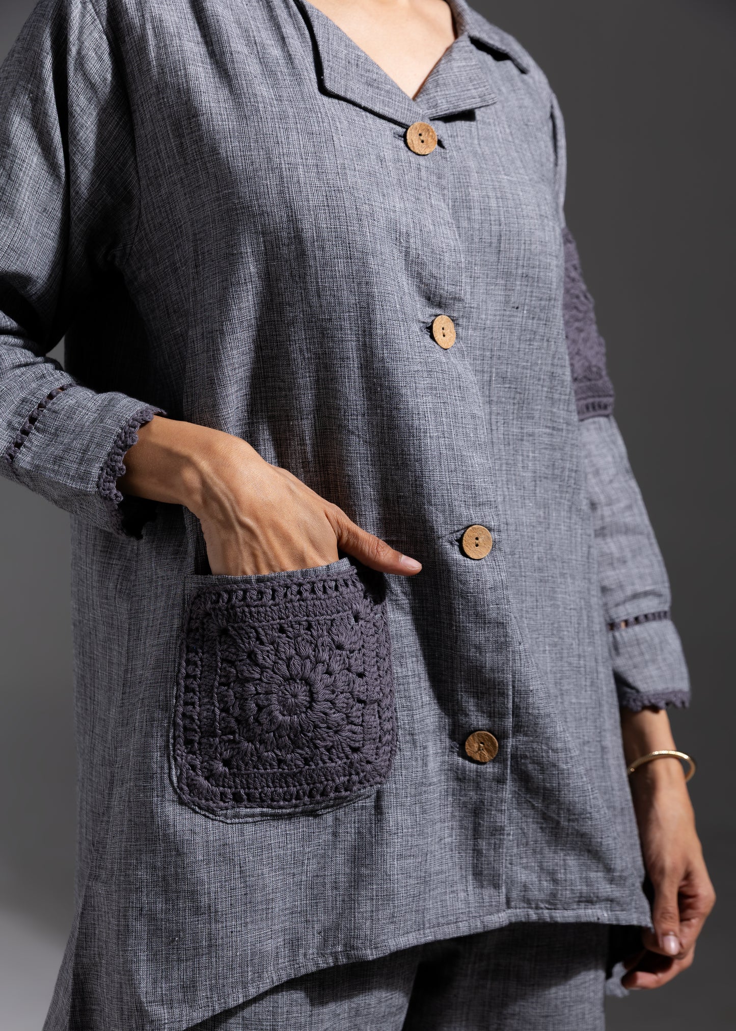 Grey Crochet Co-ord Set