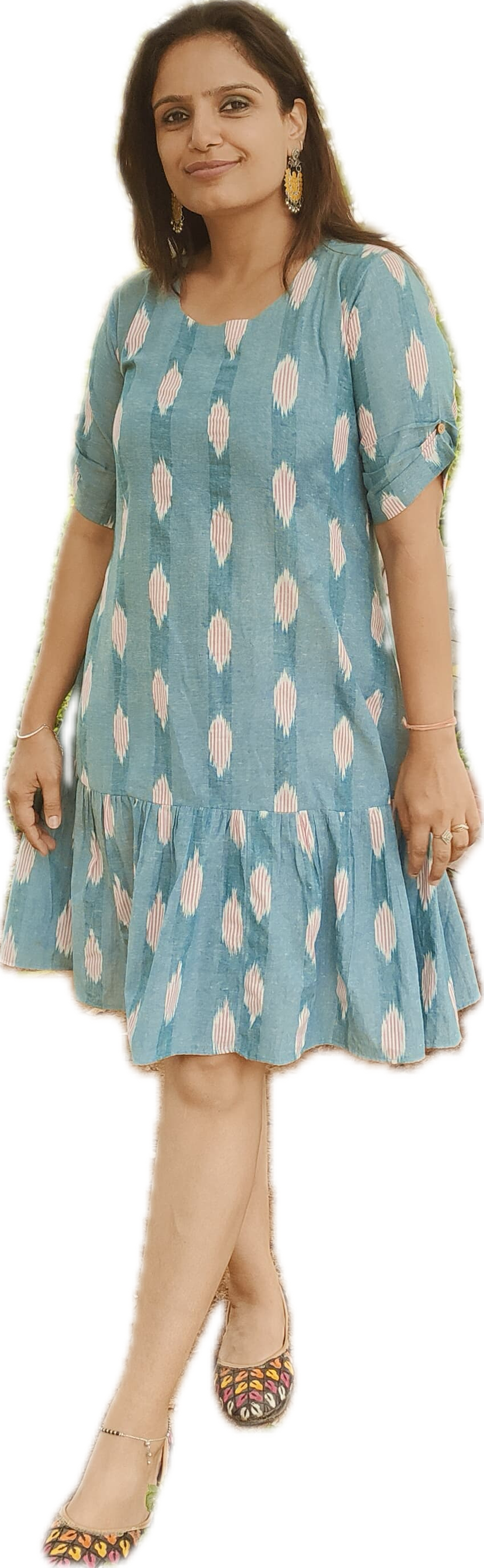 Nature's Pallet: Coconut button Ikat Dress